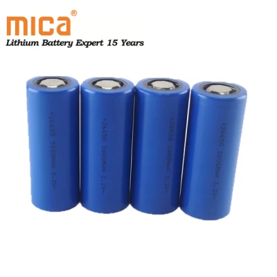 Cylindrical Ifr 26650 3.2V 3800mAh Lithium LiFePO4 Rechargeable Battery Cell for Flashlight and UPS