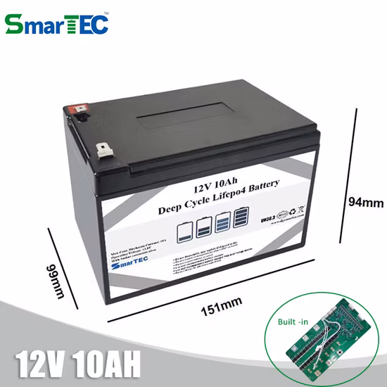 Long Cycle Life Lithium Ion LiFePO4 Battery 12V 10ah with BMS